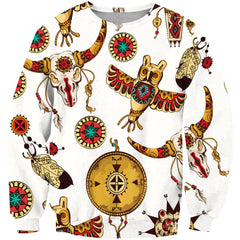 Owl Bison Pattern Native American 3D Sweatshirt - Powwow Store