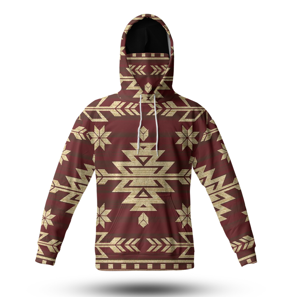 Powwow StoreHWM0037 Pattern Tribal Native 3D Hoodie With Mask