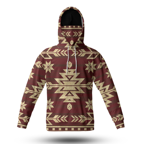 Powwow StoreHWM0037 Pattern Tribal Native 3D Hoodie With Mask