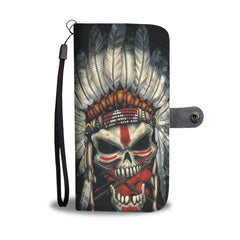 Powwow Store skull chief native american wallet phone case