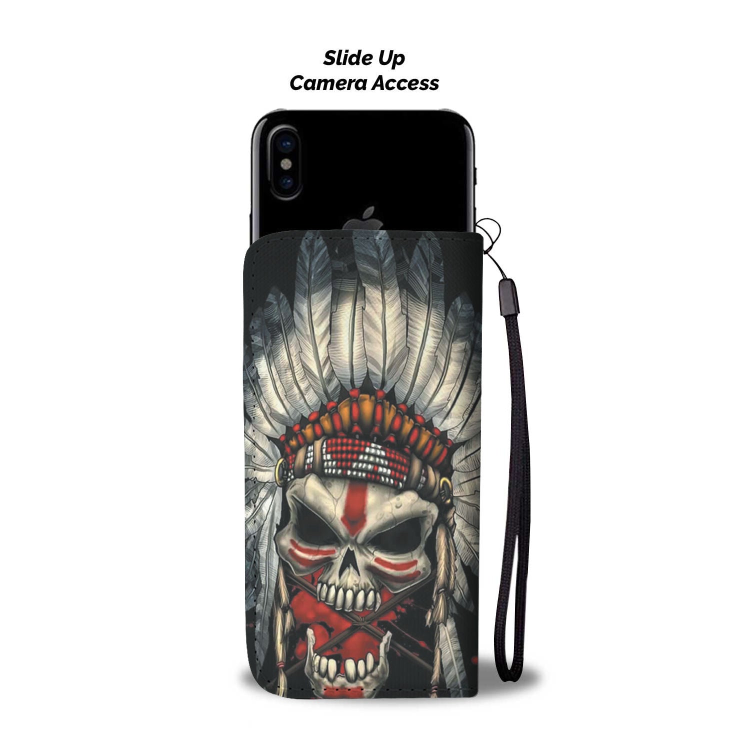 Powwow Store skull chief native american wallet phone case