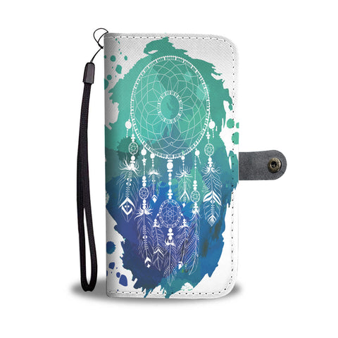 Powwow Store gb nat00376 blue green dream catcher wallet phone case