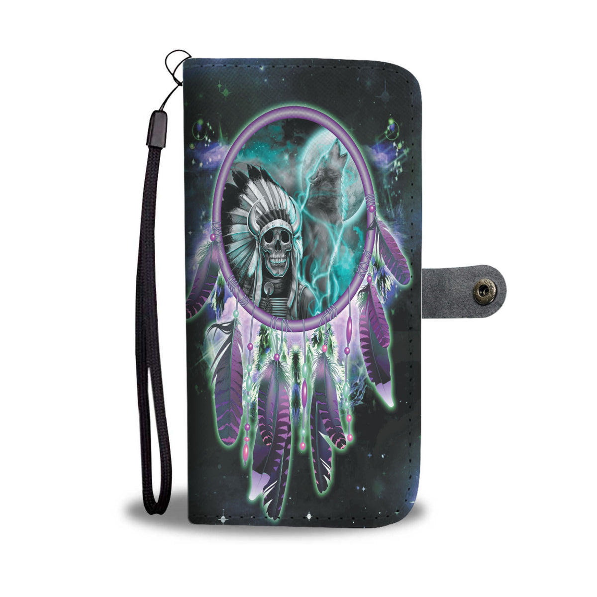 Powwow Store gb nat00356 skull chief dream catcher wallet phone case