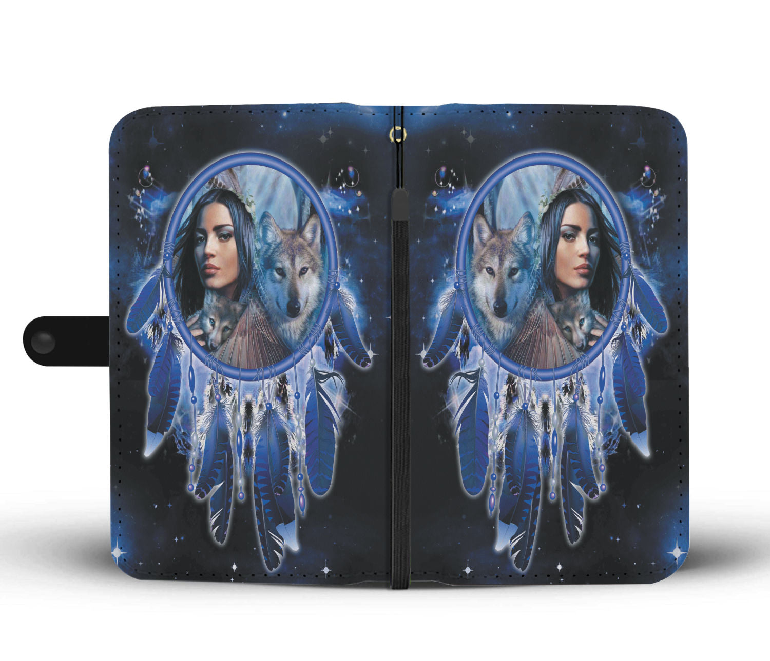 Powwow Store gb nat00355 native girl dream catcher blue galaxy wallet phone case