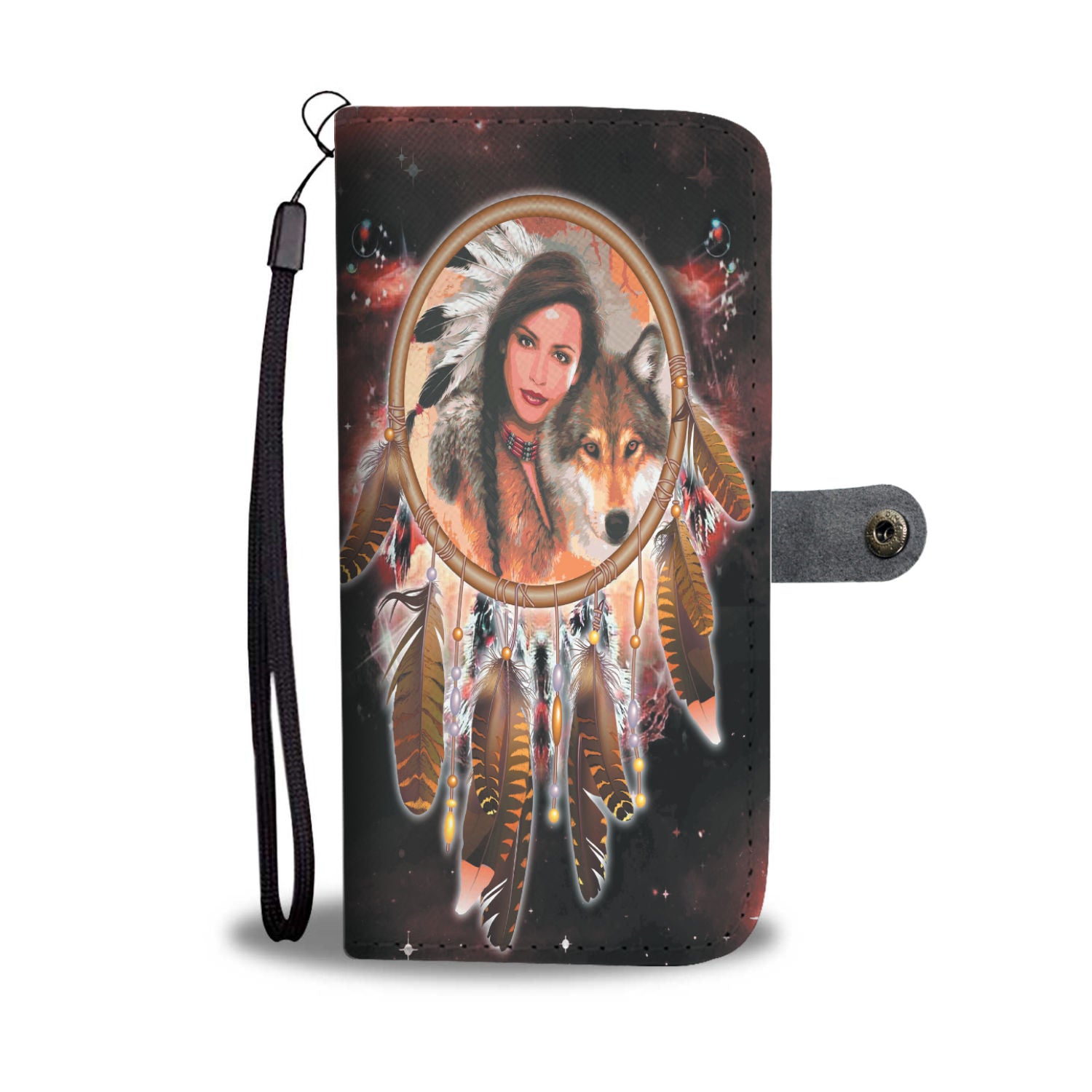 Powwow Store gb nat00354 native girl dream catcher red galaxy wallet phone case