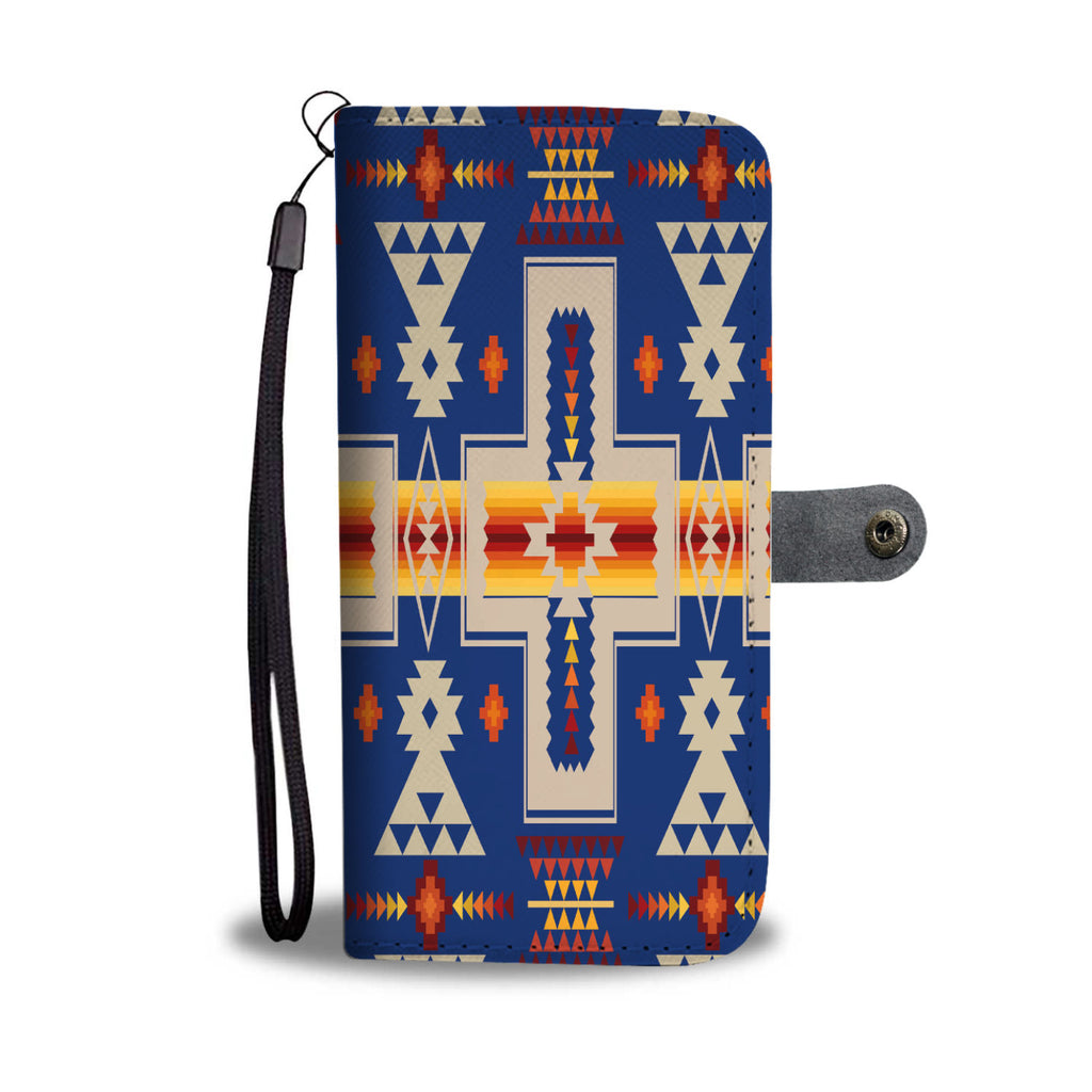 GB-NAT00062-04 Navy Tribe Design Native American Wallet Phone Case