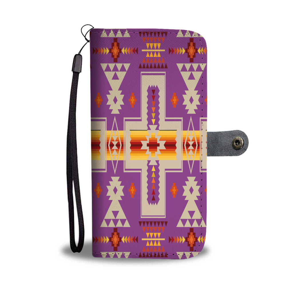 GB-NAT00062-07 Light Purple Tribe Design Native American Wallet Phone Case