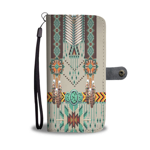 Powwow Store gb nat00069 02 green pattern breastplate wallet phone case