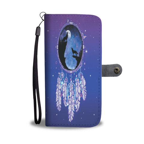 Powwow Store gb nat00360 wolves dream catcher purple galaxy wallet phone case