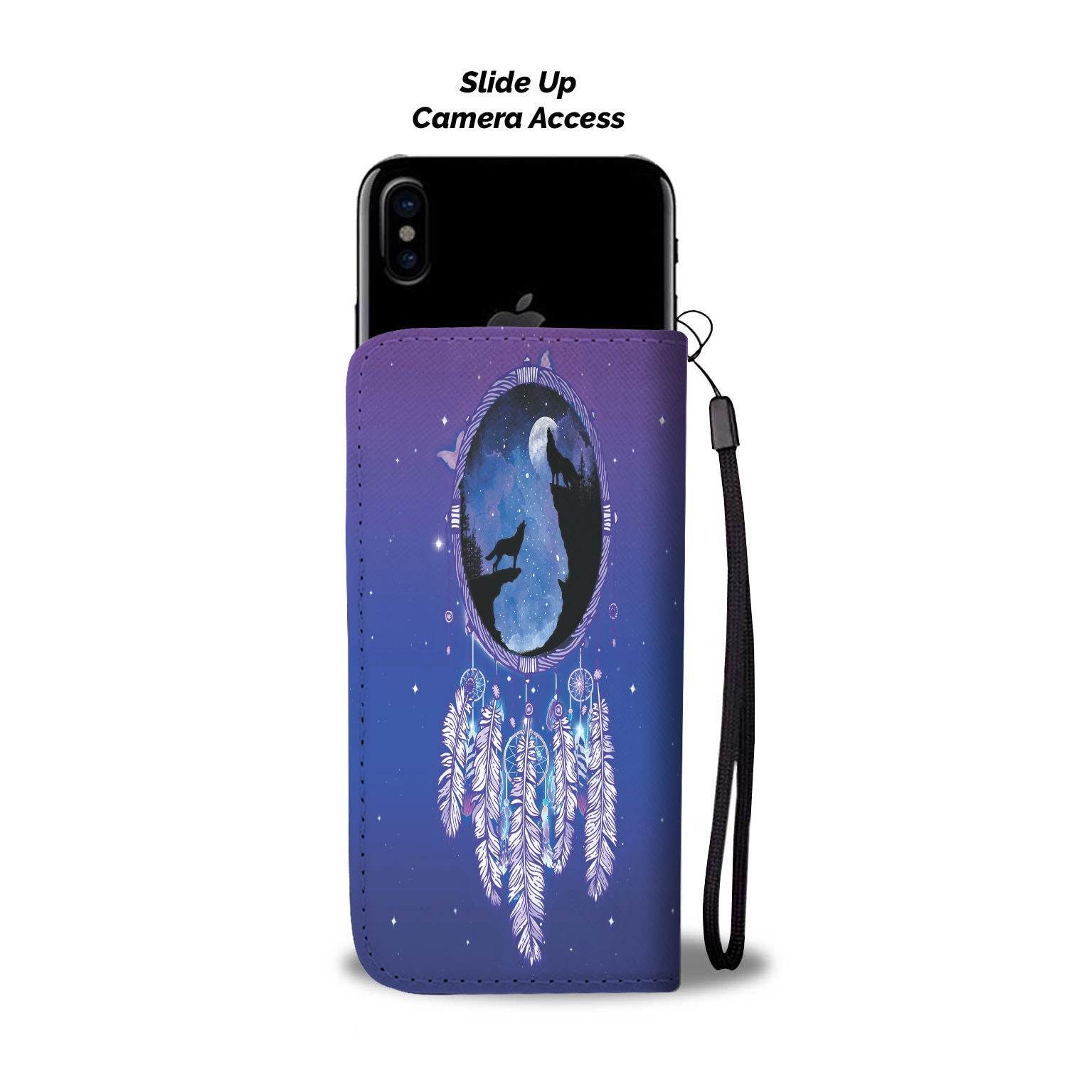 Powwow Store gb nat00360 wolves dream catcher purple galaxy wallet phone case