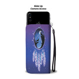 Powwow Store gb nat00360 wolves dream catcher purple galaxy wallet phone case