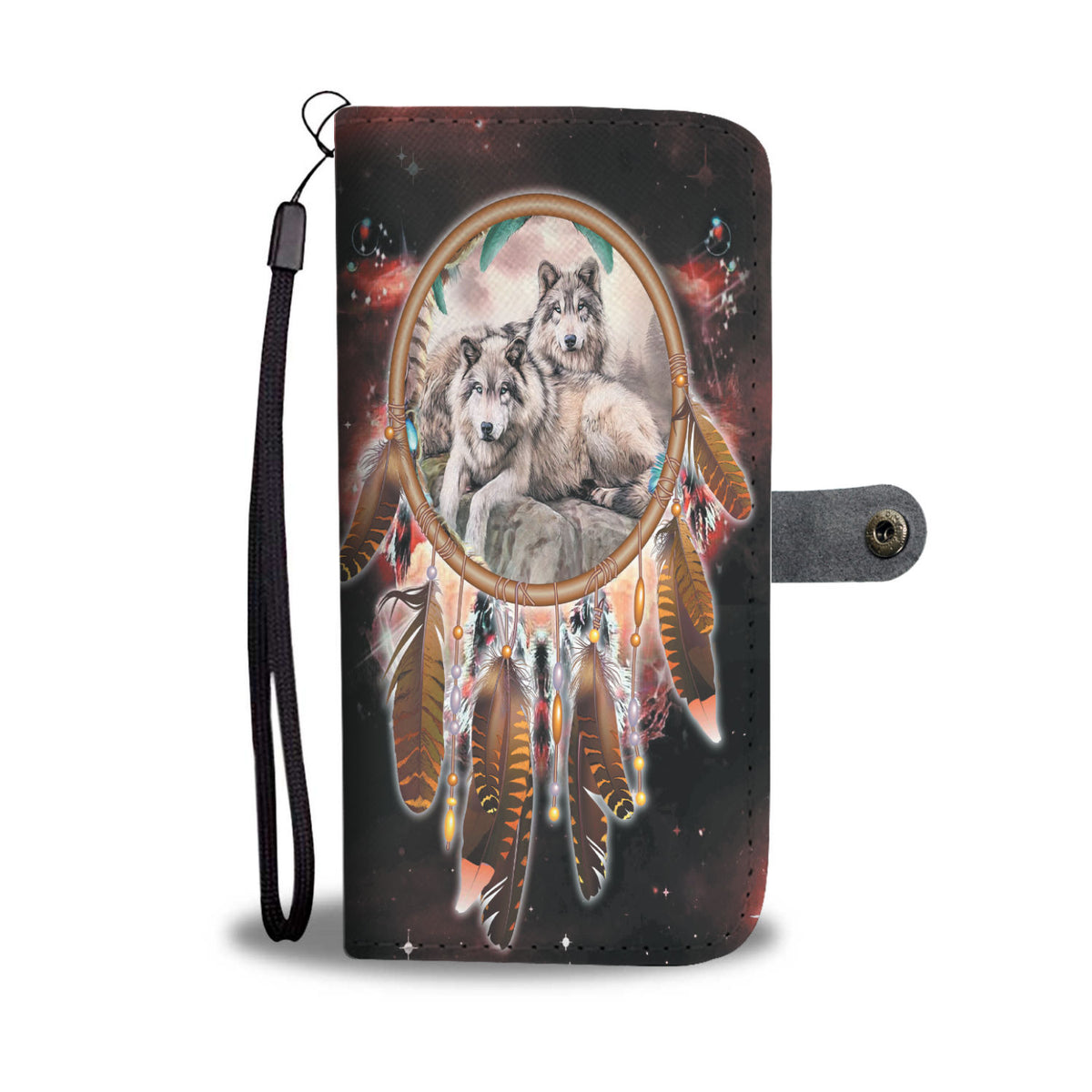 Powwow Store gb nat00391 wolves red galaxy wallet phone case