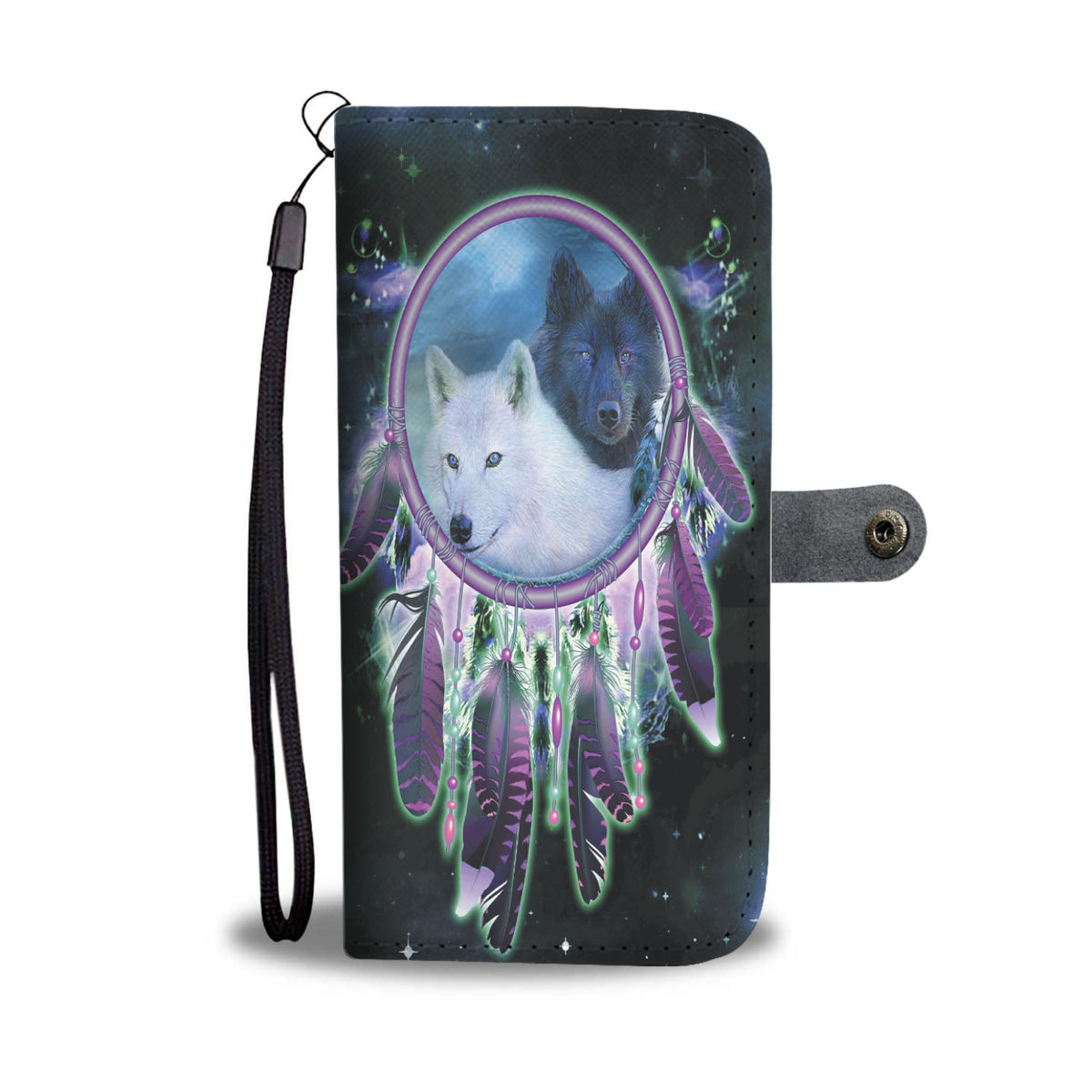 Powwow Store gb nat00392 wolves purple galaxy wallet phone case