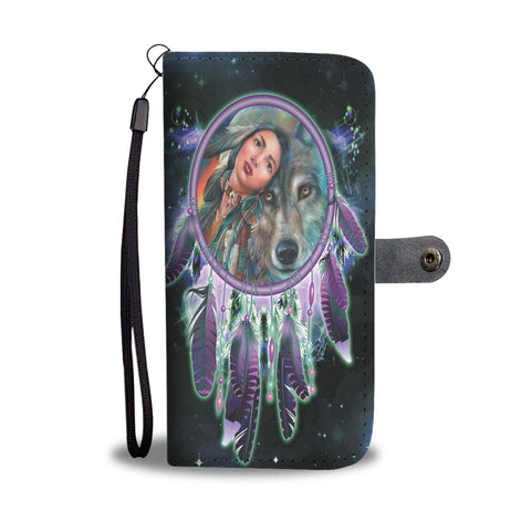 Powwow Store gb nat00394 native girl wolf wallet phone case