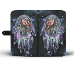 Powwow Store gb nat00394 native girl wolf wallet phone case
