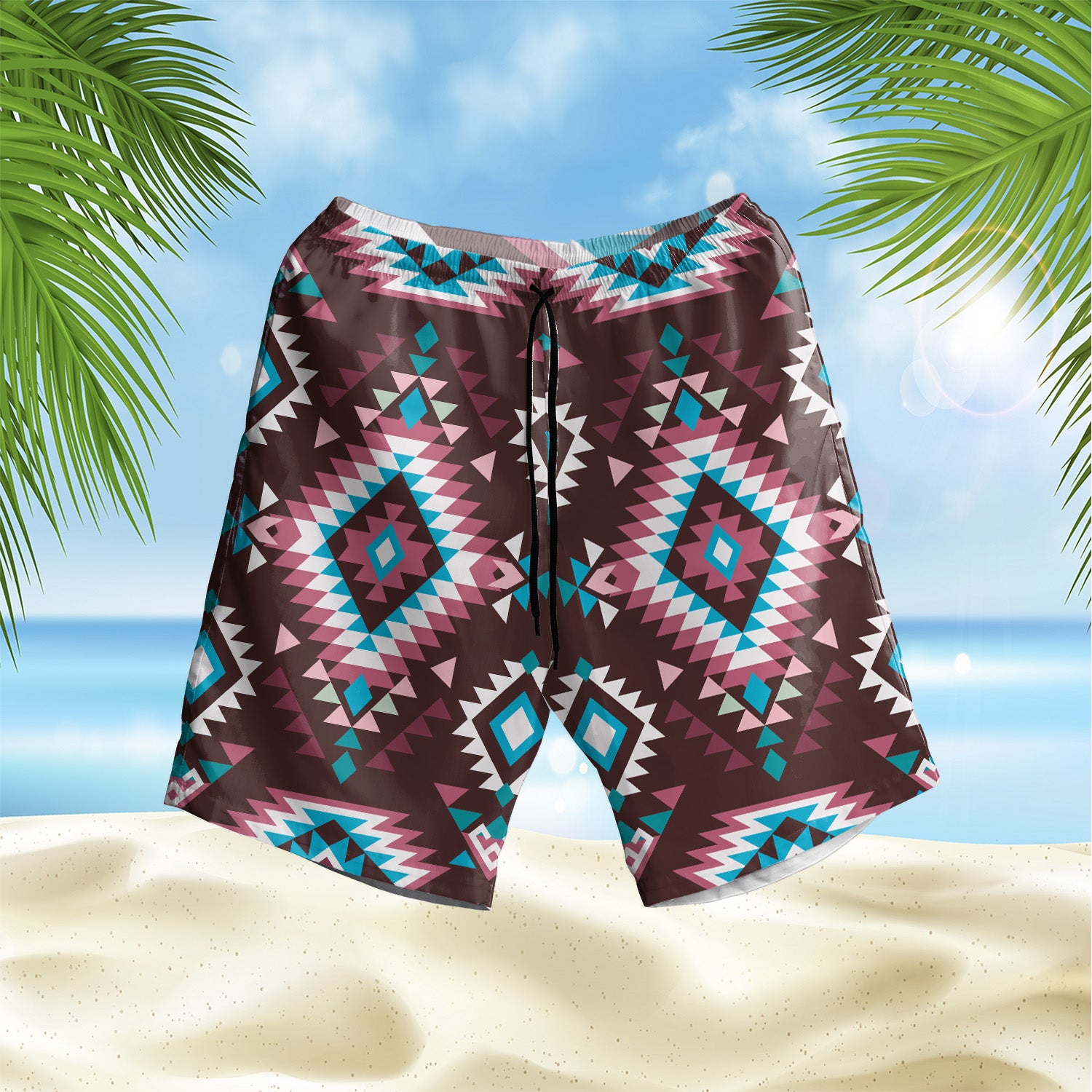 Powwow StoreGBHS00031 Pattern Native Hawaiian Shorts