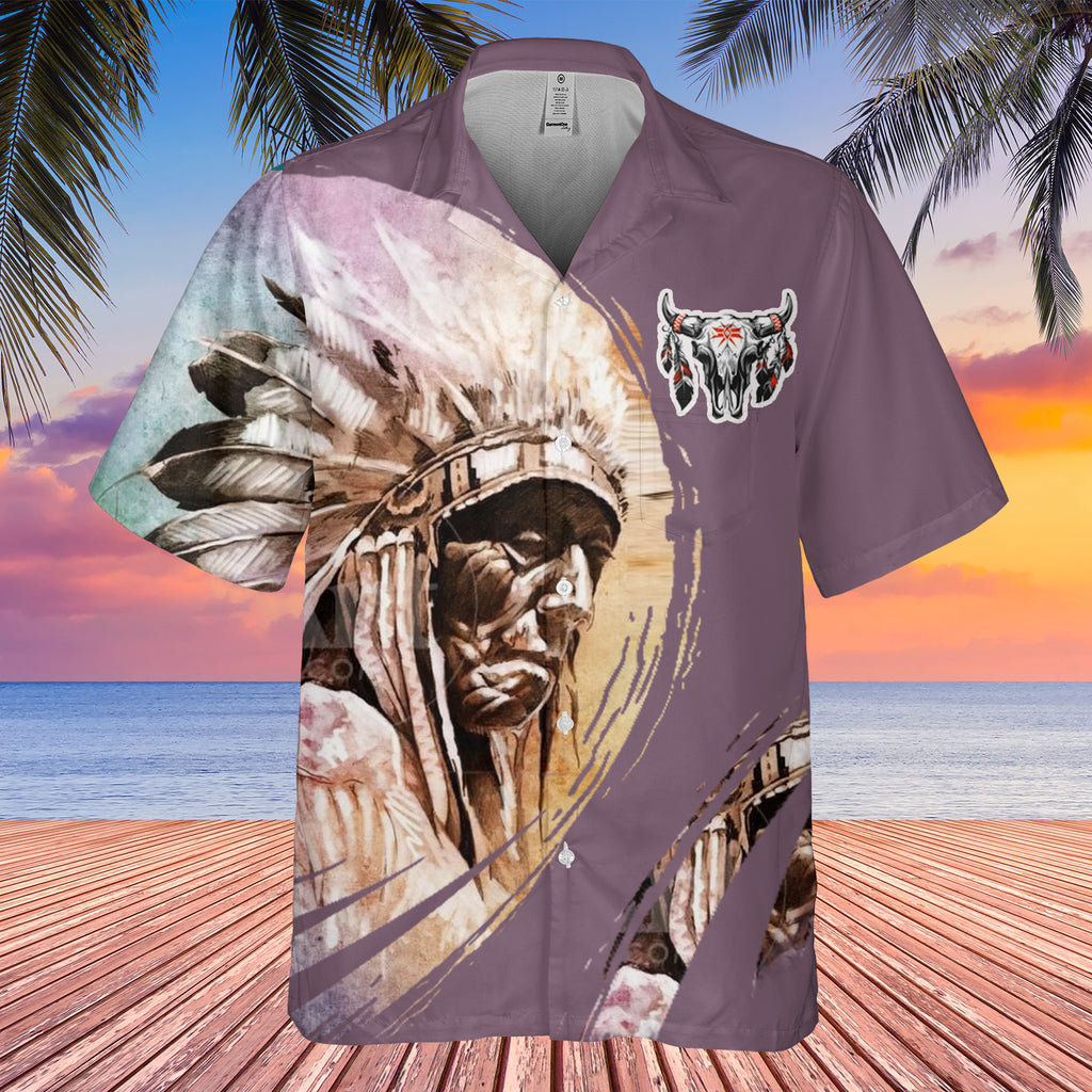 Powwow StoreGBHW000209 Tribe Design Native American Hawaiian Shirt 3D