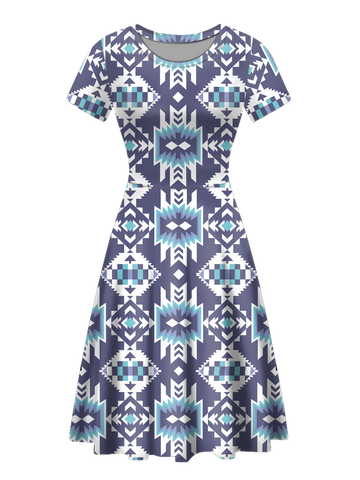 Powwow StoreRND0005 Native Tribes Pattern Round Neck Dress