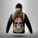 Powwow Store gb nat00328 warrior of indian skull 3d hoodie with mask