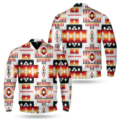 Powwow StoreGBNAT00075 White Tribes Pattern Over Print Baseball Jacket