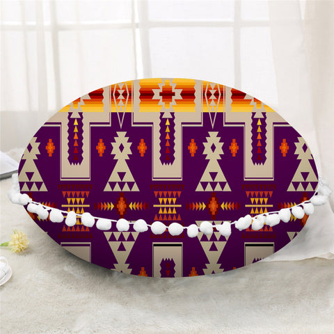 Powwow Store gb nat00062 08 purple tribe design native american round pillow cover