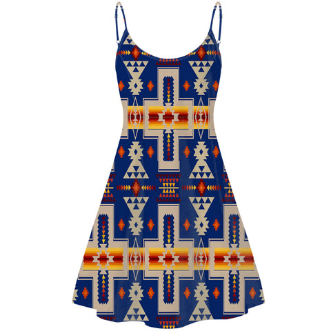 GB-NAT00062-04 Navy Tribe Design Native American Strings Dress