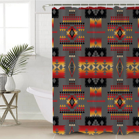 GB-NAT00046-11 Gray Tribe Pattern Native American Shower Curtain