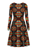 Powwow Store gb nat00402 black pattern native v long sleeve dress