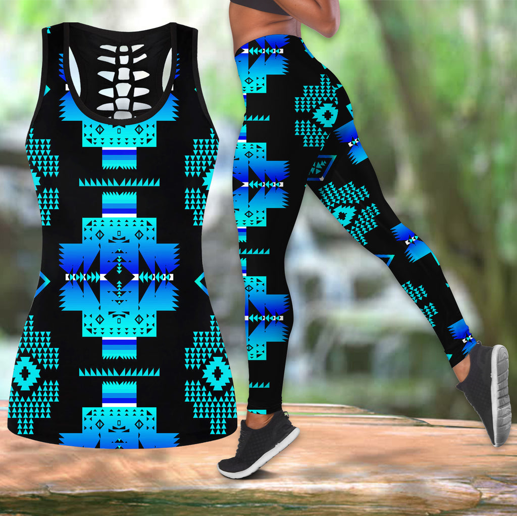 Powwow StoreGBNAT0072004 Pattern  Native Hollow Tank Top And Legging Sets