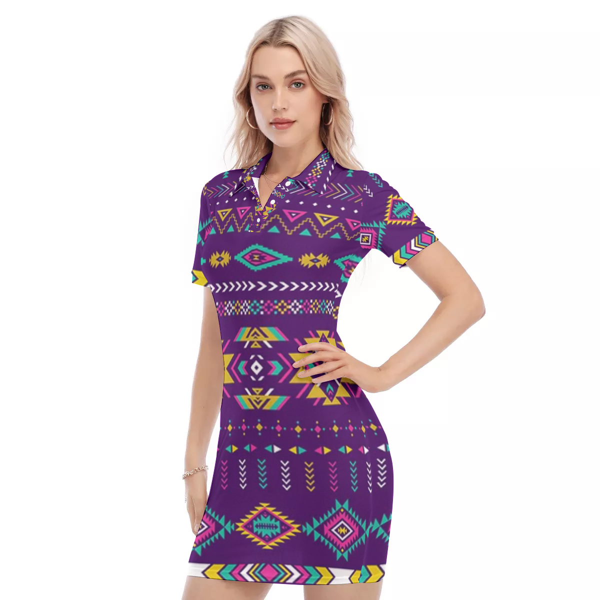 Powwow Store gb nat00549 02 light purple polo collar dress