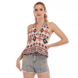 Powwow Store gb nat00375 pink navy pattern native hollow crop top