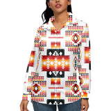 GB-NAT00075 White Tribes Pattern 3D Long Sleeve Blouse