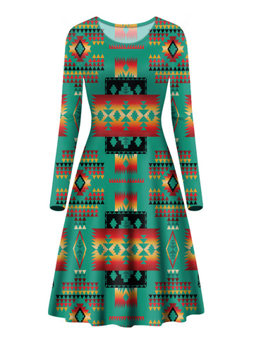 Powwow Store gb nat00046 05 green design native long sleeve dress