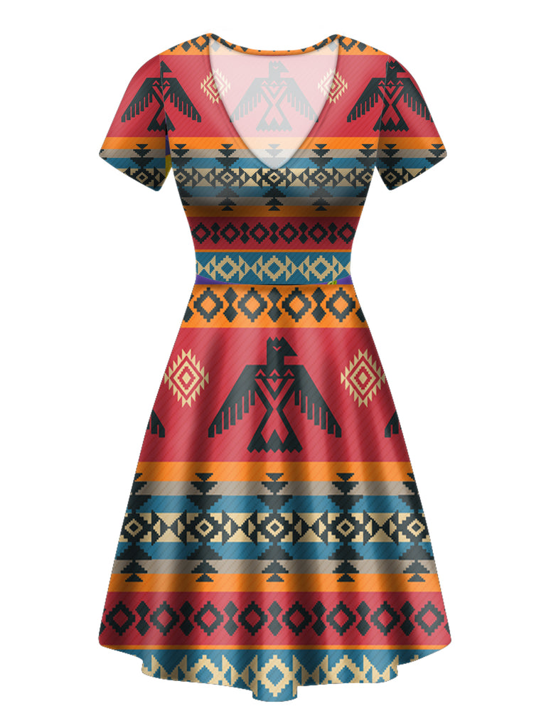 Powwow Store gb nat00029 red thunderbird neck dress