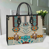 GB-NAT00069 Turquoise Blue Pattern Breastplate Leather Bag