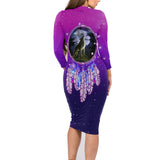 GB-NAT00229 Violet Dreamcatcher Wolf Native American Body Dress