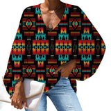 GB-NAT00046-02 Black Native Tribes Pattern Native American Chiffon Shirt