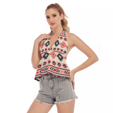 Powwow Store gb nat00375 pink navy pattern native hollow crop top