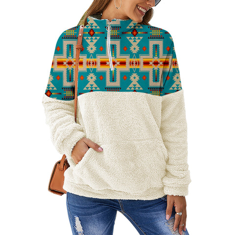 Powwow Store gb nat00062 05 turquoise tribe design native american collar sweatshirt