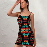 Powwow Store gb nat00046 02 black native tribes pattern fitted slip dress