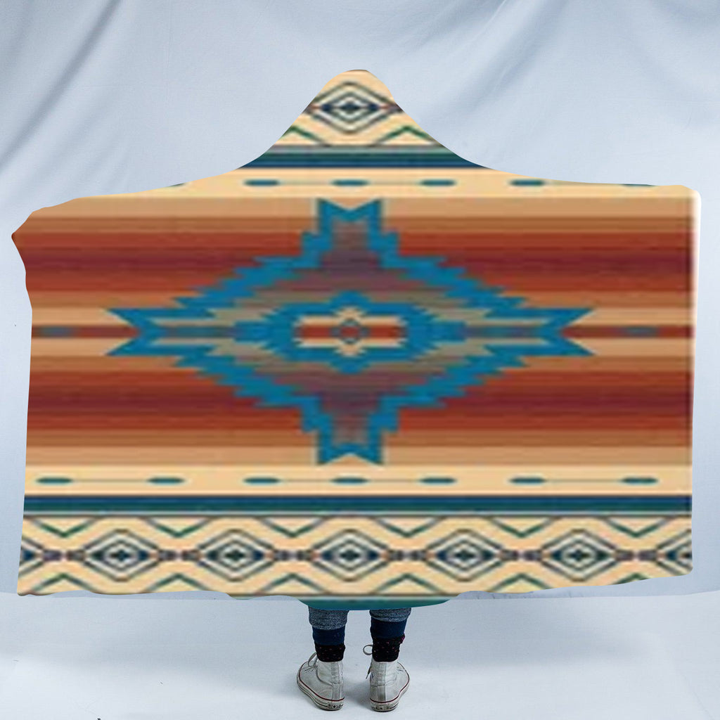 Powwow StoreHDB025 Pattern Native American Design Hooded Blanket