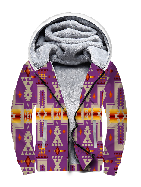 Powwow StoreGBNAT0006207 Purple Tribe Design 3D Fleece Hoodie