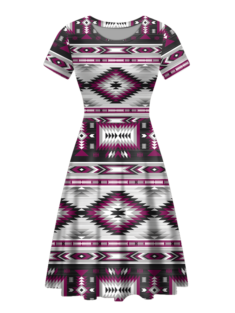 RND0007 Native Tribes Pattern Round Neck Dress