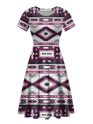 Powwow StoreRND0007 Native Tribes Pattern Round Neck Dress