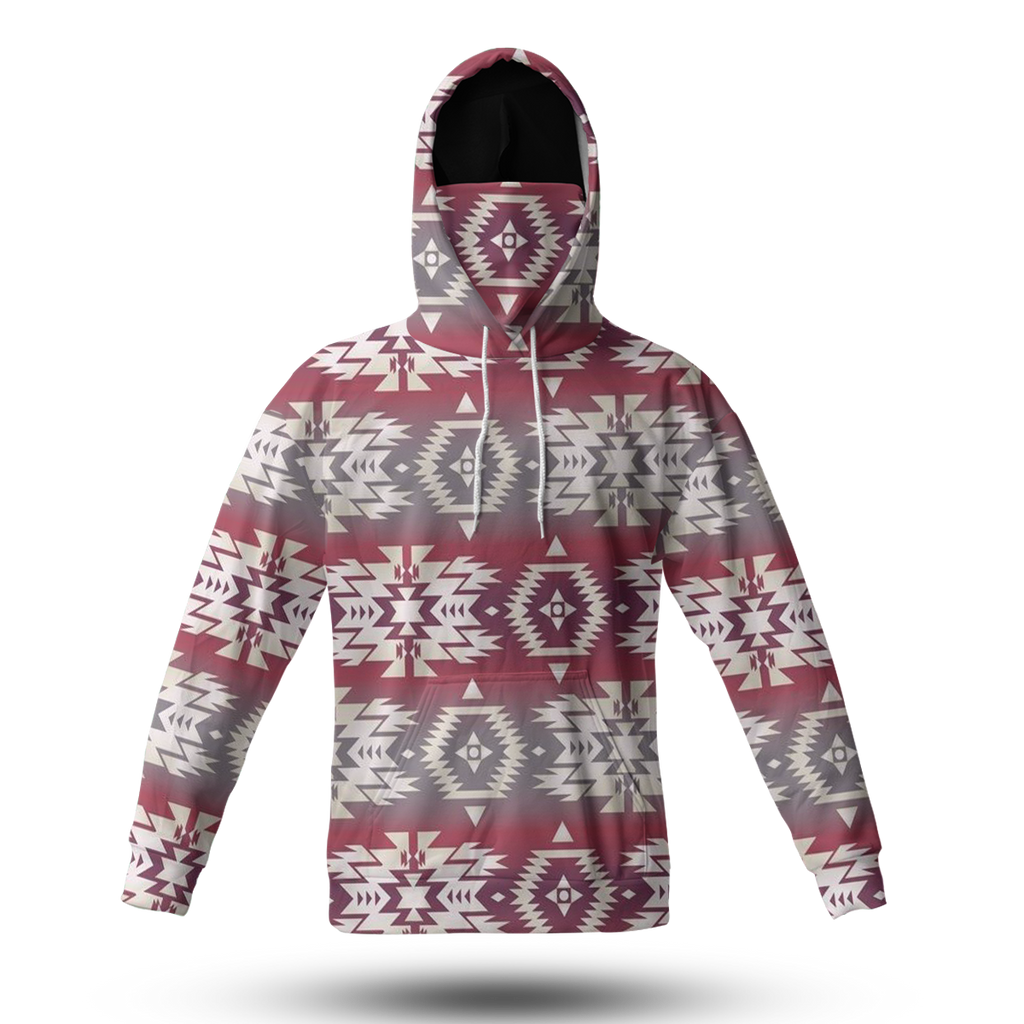 Powwow StoreHWM0030 Pattern Tribal Native 3D Hoodie With Mask