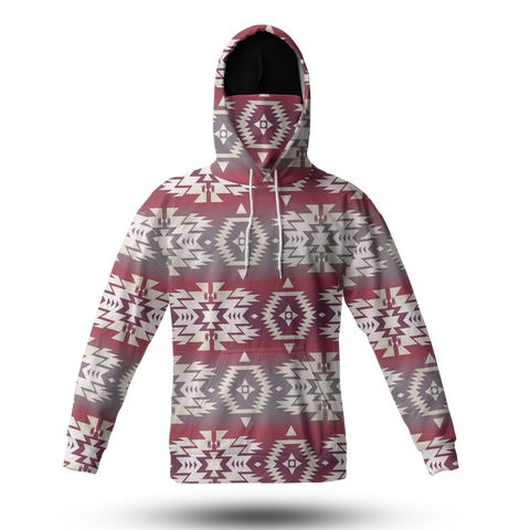 Powwow StoreHWM0030 Pattern Tribal Native 3D Hoodie With Mask