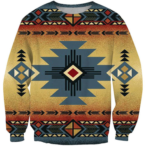 Blue Diamond Triangles Native American 3D Sweatshirt