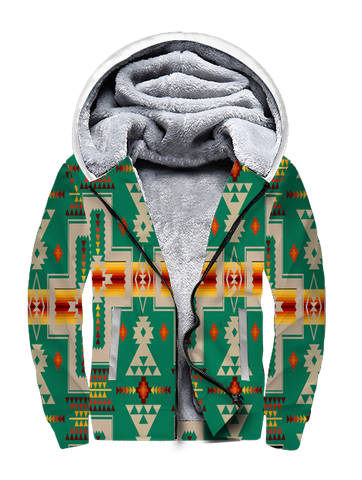 Powwow StoreGBNAT0006208 Green Tribe Design 3D Fleece Hoodie