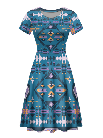 Powwow StoreRND0006 Native Tribes Pattern Round Neck Dress