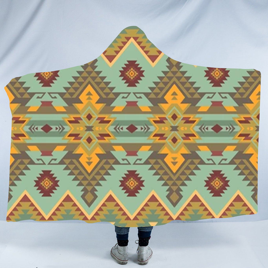 Powwow StoreHDB024 Pattern Native American Design Hooded Blanket